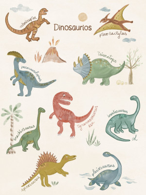 ilustracion niños dinosaurios
